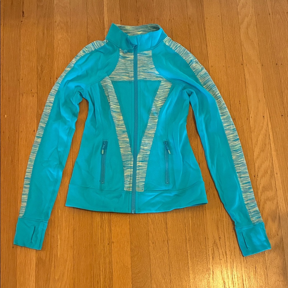 Ivivva Teal and Patterned Warm Up Jacket
